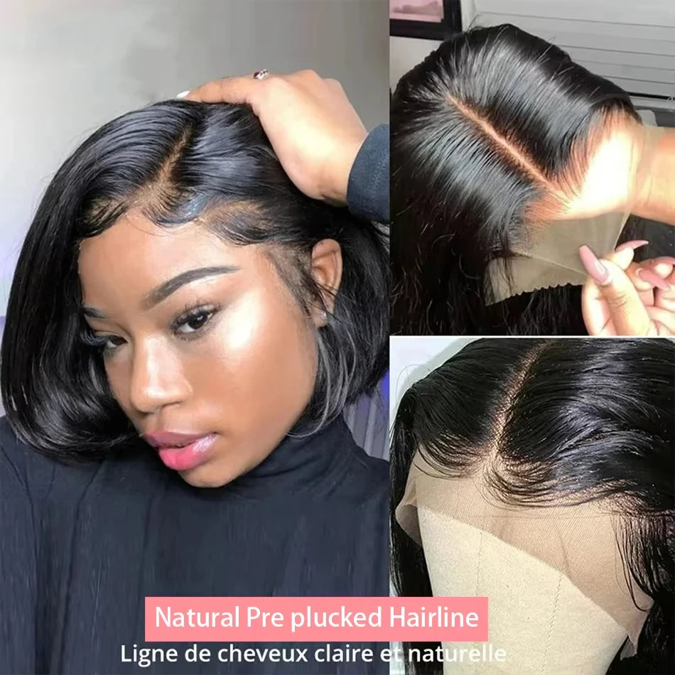250% Human Hair Wigs Brazilian Remy Bone Straight Short Bob Wig For Women 14 Inch 13x6 Straight Lace Frontal Bob Wig Pre Plucked