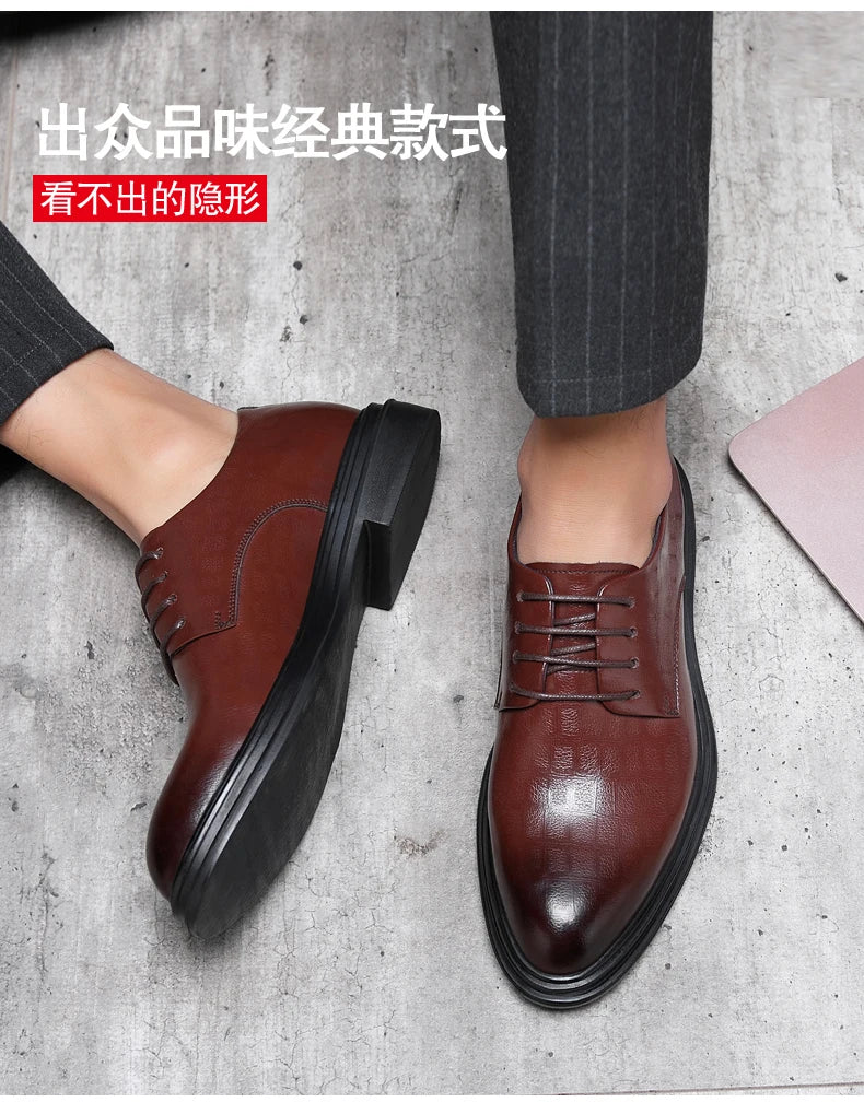 Elevator Shoes Men Dress Shoes 3/6/8 cm Men Formal Shoes Winter/Spring Classic Business Luxury Men Oxfords Footwear Suit Shoes
