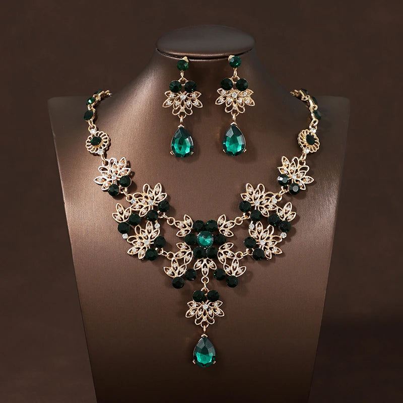Itacazzo Bride Accessories Exquisite Necklace Earrings Three Piece Set&Suitable for Women's Wedding, Birthday, Party Matching