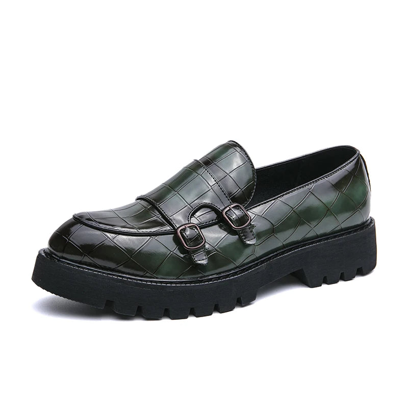 Dicke Sohle Loafer Persönlichkeit Mann Party Hochzeitsschuhe Weiche Sohle Street Style Herrenmode Mönchsschnalle Schuhe Handgemacht