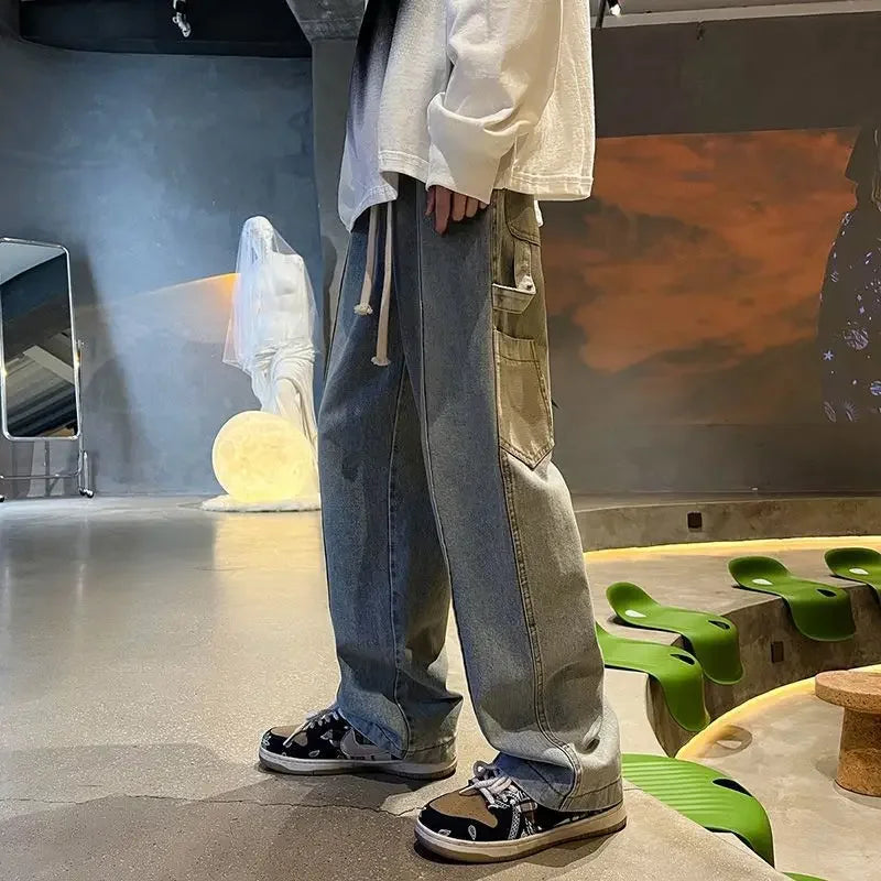 Man Cowboy Pants Cargo Light Blue Trousers Straight Men's Jeans Free Shipping 2023 Fashion Autumn Clothing Large Size Xs Soft