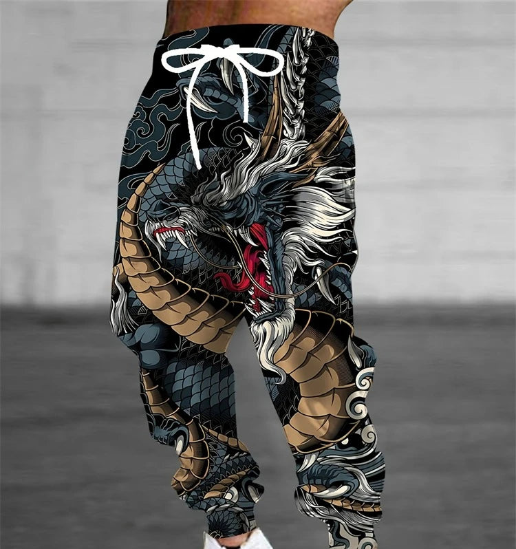 2026 Fashion Cool Limited Edition Five Claw Golden Dragon Texture 3D Printed Loose Outdoor Hip Hop Street Casual Sports Pants
