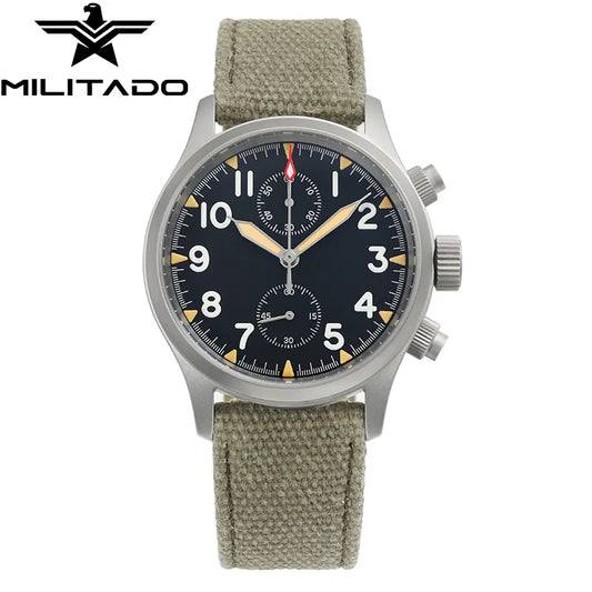 New Militado Men Quartz Chronograph Watch Top Brand Luxury Retro Waterproof 100M Resistant Military Watches Luminous Wristwatch