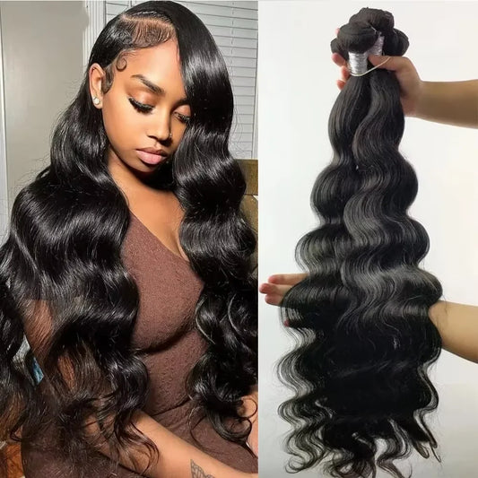 Body Wave Echthaar-Bündel Naturschwarz Brasilianisches Remy-Haar Glatt 2/3/4 Bündel Echthaarverlängerungen für Frauen