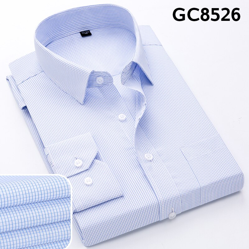 Business Anti-wrinkle Non-ironing Long-sleeved Shirt Men's Formal Plaid Stripe Cotton Classic Workplace Office Tooling