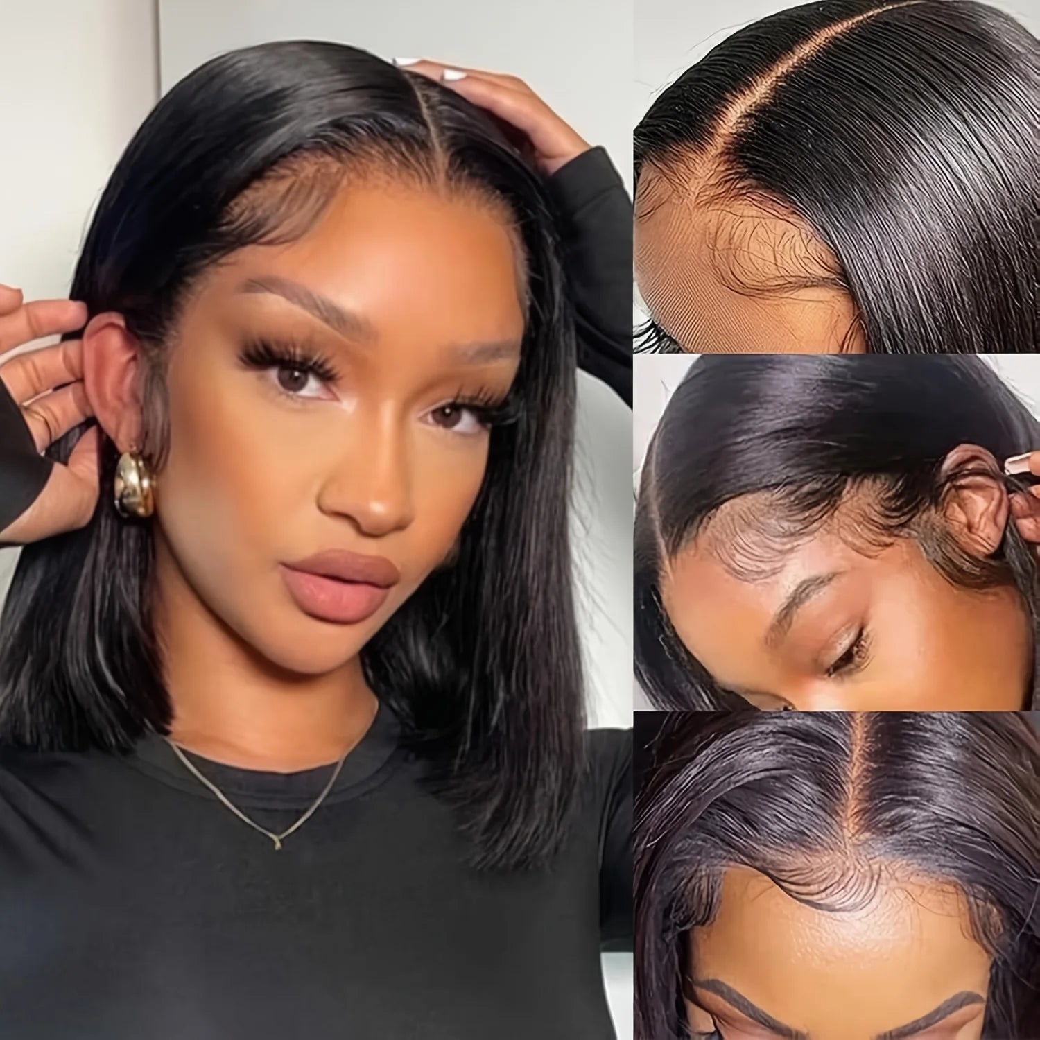 250% Human Hair Wigs Brazilian Remy Bone Straight Short Bob Wig For Women 14 Inch 13x6 Straight Lace Frontal Bob Wig Pre Plucked