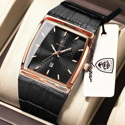 POEDAGAR Fashion High Quality Men Clock Waterproof Luminous Calendar Man Wristwatch Leather Quartz Men's Watches Sports Male+Box