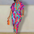 Women Boho Shirt Dress Summer Turn-down Collar Single Breasted Button Irregular Long Dress Female Sexy Letter Print Maxi Dresses