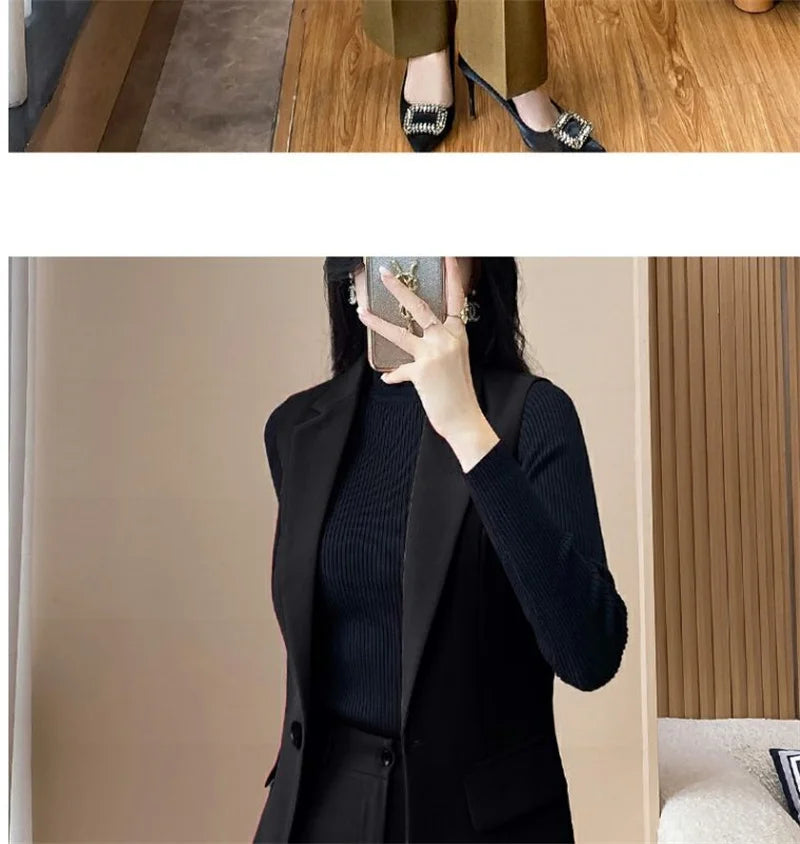 2024 New High-end Female Professional Suit Fashion Elegant Lady Sleeveless Vests Spring Autumn Women's Blazer Vest