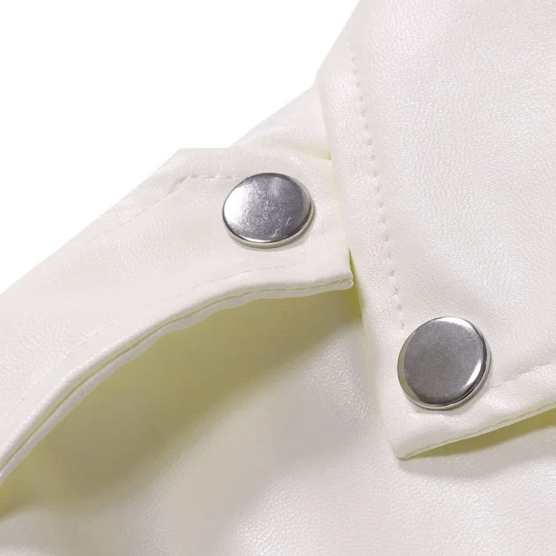 2026 Men's Biker Leather Jacket Large Size Stand Collar Zipper Colorful Jacket Youth Outerwear Casual Loose Fit Winter Coat