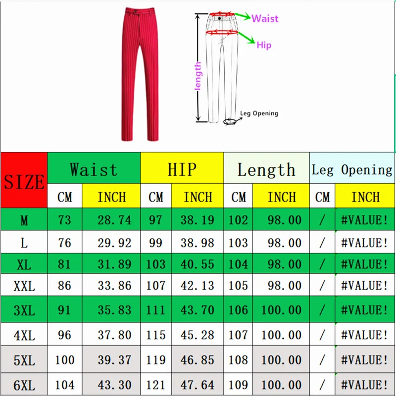 New Autumn Men's Asian Size Slim Fit Suit Pants, Black White Plaid Pant, Red Blue Vertical Striped Trousers. M-5XL 6XL