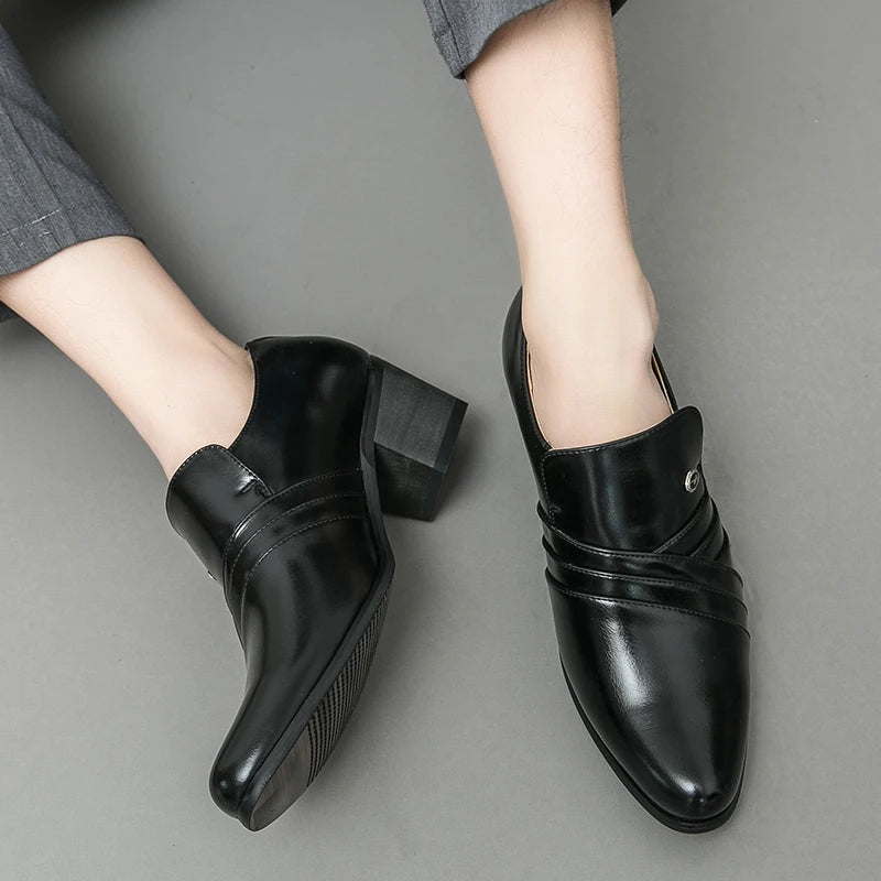 High-End Marke Herren Business Schnürschuhe Leder Erhöhte Höhe Britische Schuhe Herren Spitz zulaufende Zehe Schuhe Hochzeit Stiefel Größe:37-46