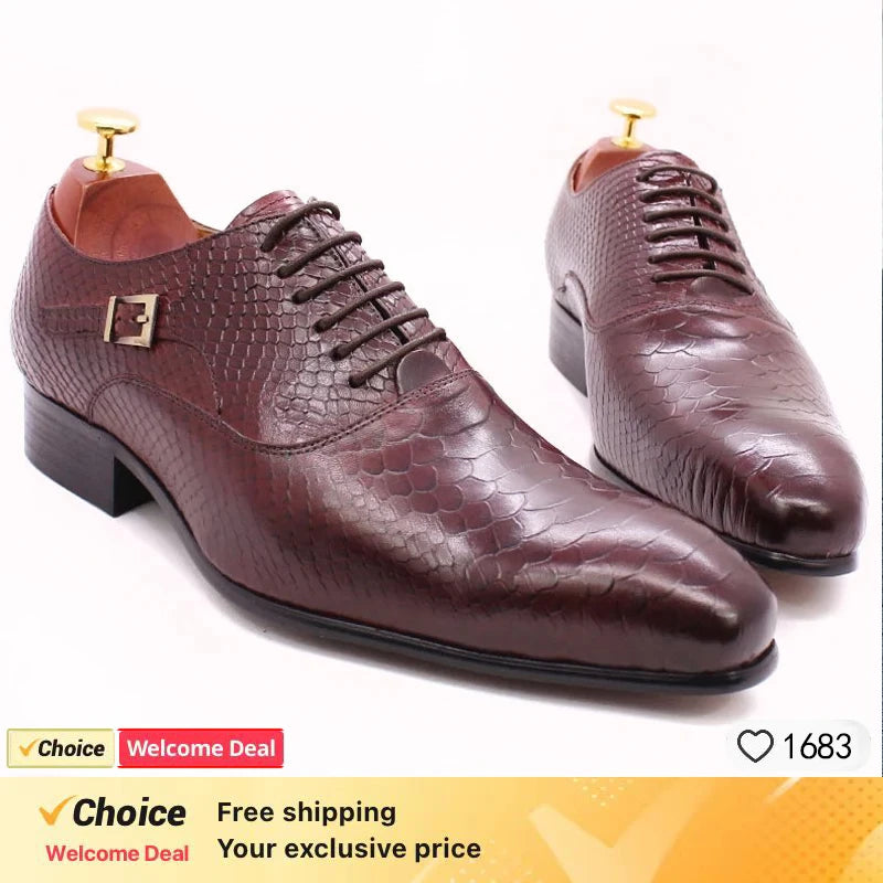 Italian Handmade Men's Oxford Shoes Real Calf Leather Black Brown Classic Brogue Business Wedding Dress Shoes For Men 2026 New
