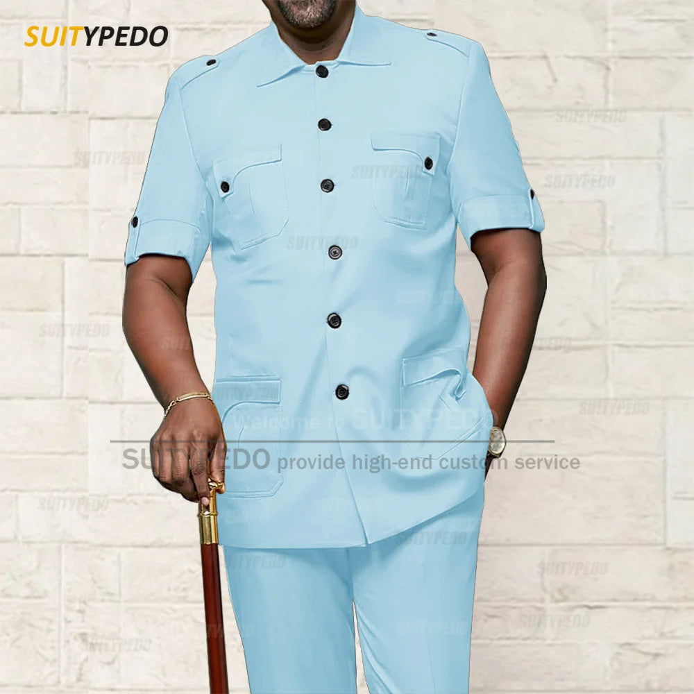 Custom Men Suit Sets For Formal Party Africa Style Male Good Quality Blazer Pants 2 Pieces Business Meeting Slim Fit Costumes