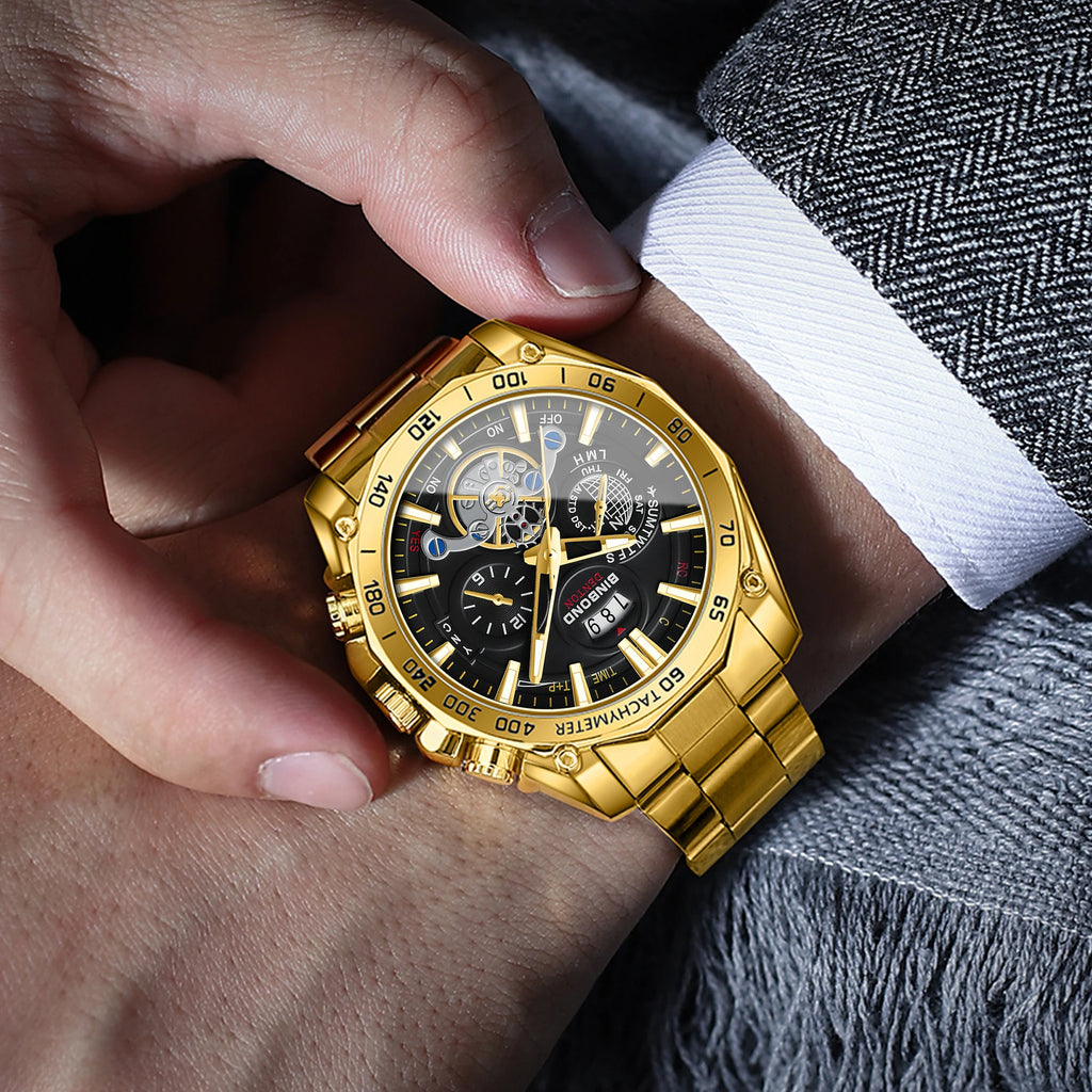 BINBOND Luxury Quartz Watches For Men Luminous Waterproof Auto Date Precise Durable Men's Watch Sports & Business Fashion Reloj