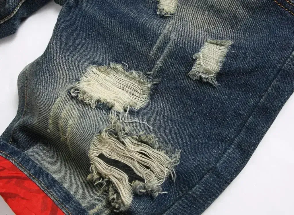 Men's Vintage Washed Denim Shorts, Ripped Street Style