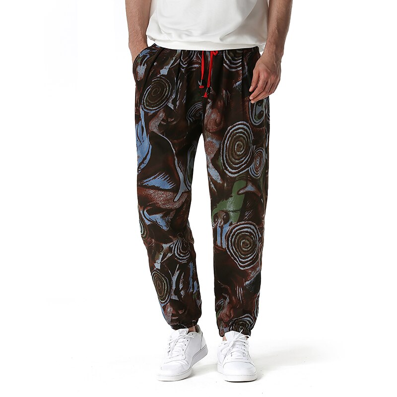 Pantaloni din bumbac, in, pentru bărbați, modă, talie mijlocie, bărbați, casual, hip hop, largi, turism, mărimi mari, îmbrăcăminte de vară, îmbrăcăminte de stradă