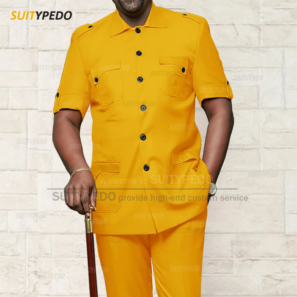 Custom Men Suit Sets For Formal Party Africa Style Male Good Quality Blazer Pants 2 Pieces Business Meeting Slim Fit Costumes