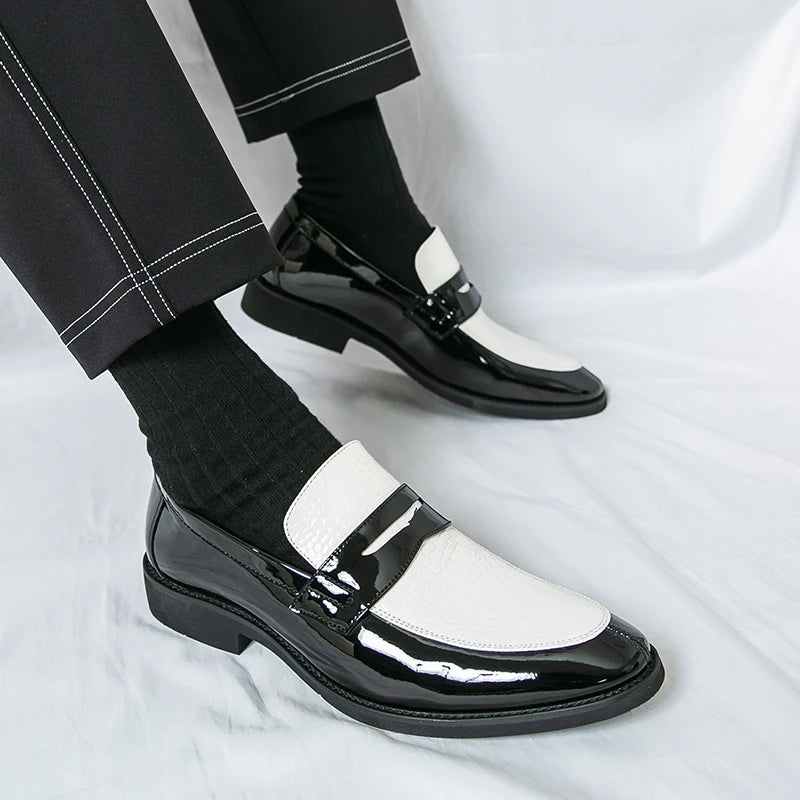 Slipper Schuhe Herren Color Blocked Business Freizeit Mode Rundkopf Formelle Hochzeitsschuhe
