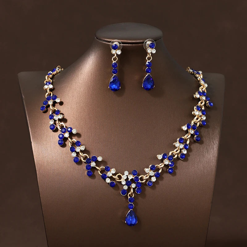 Itacazzo Bride Accessories Exquisite Necklace Earrings Three Piece Set&Suitable for Women's Wedding, Birthday, Party Matching