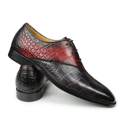 Fashion Men's Shoes New Oxford Red Black Mixed Color Zapatos De Hombre Genuine Leather Business Office Classic Leather Shoes Hot
