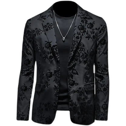 Men's Slim Fit Blazer Jacket Suit Business Wedding Casual Dress Coat Stage Show Costume  Fashion Menswear