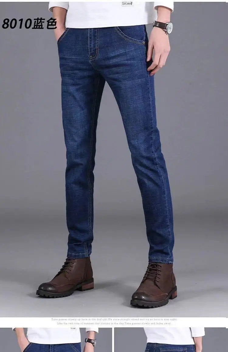 New Fashion Spring Autumn Men's Stretch Slim Jeans Casual Denim Luxury Clothing Men Designer Jeans Designer Clothes Cowboy Pants