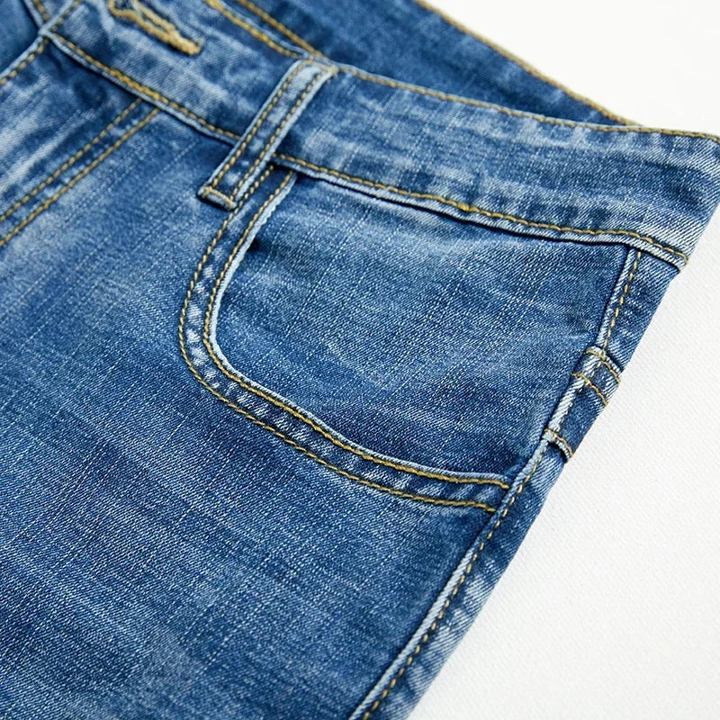 2025 Summer New Men's Denim Shorts Classic Black Blue Thin Section Fashion Slim Business Casual Jeans Shorts Male Brand