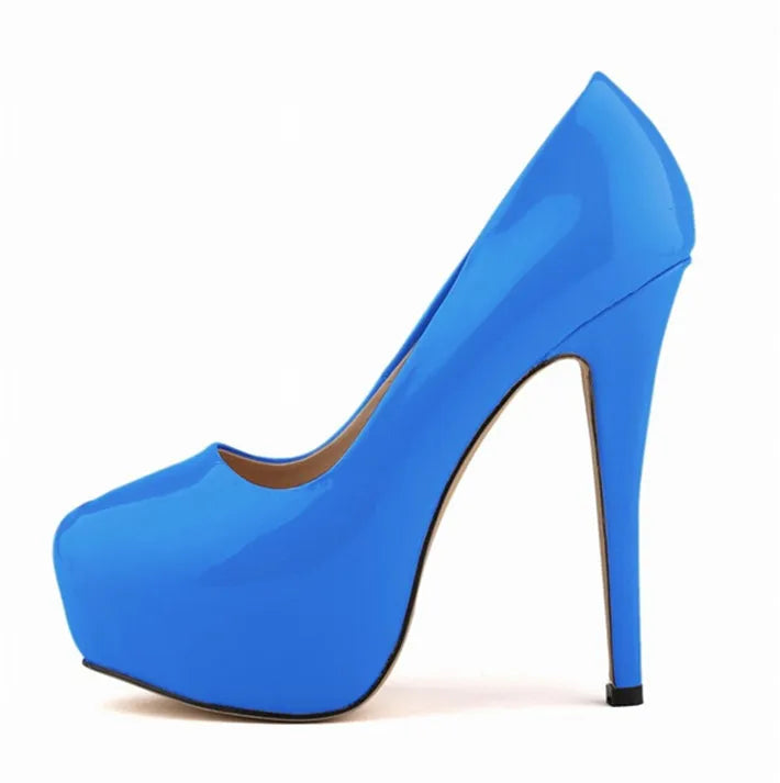 Sexy High Platform Party Shoes  New Women Concise Solid Patent Leather High Heels Shoes Fashion Shallow Wedding Shoes Woman