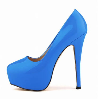 Sexy High Platform Party Shoes  New Women Concise Solid Patent Leather High Heels Shoes Fashion Shallow Wedding Shoes Woman