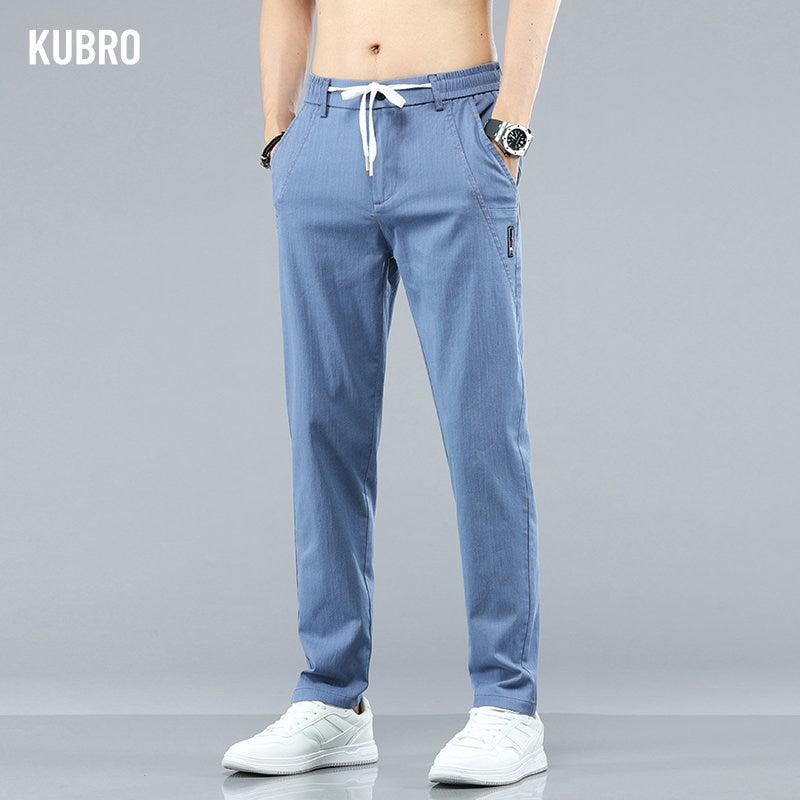 KUBRO 2023 Chic New Summer Explosion Casual Trousers Men Breathable Thin Pockets Large Capacity Wear Scratch Resistant Wrinkle