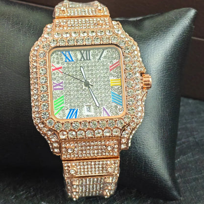 NO logo Hot Fashion Full Diamond Watch Men Brand Hip Hop Iced Out Bling Square Quartz Wristwatch For Man Jewelry Dropshipping