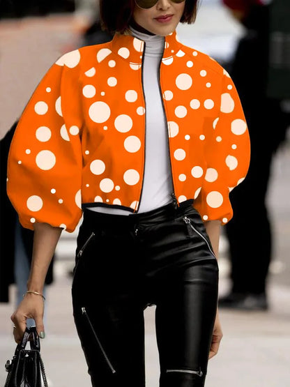 Women Jackets Print Outwear Zipper Outfit  Spring Autumn Fashion Short Thin Female Jackets Street Lady Casual Coats Tops