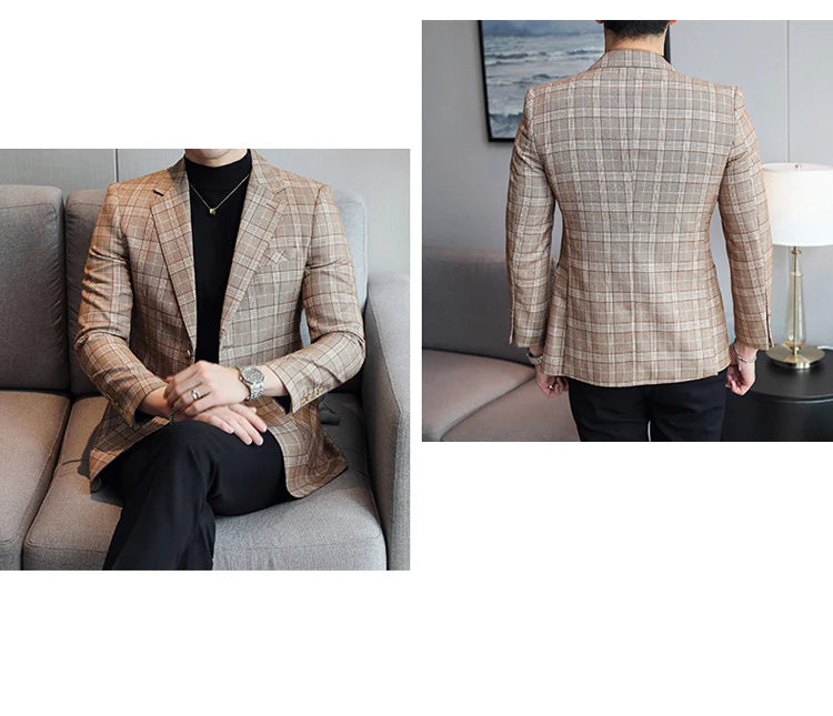 2024 New High-end Men's Two-button Suit Fashion Matching Handsome Casual Dating Slim Suit Single West Coat  Gucci Blazer Men