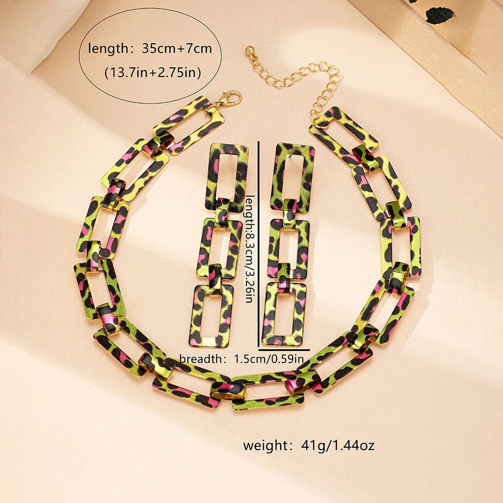3/4PCS Stainless Steel Fashion Gold Color Geometric Chain Hollow Necklace Bracelets For Women Girl New Fashion Non-fading Set