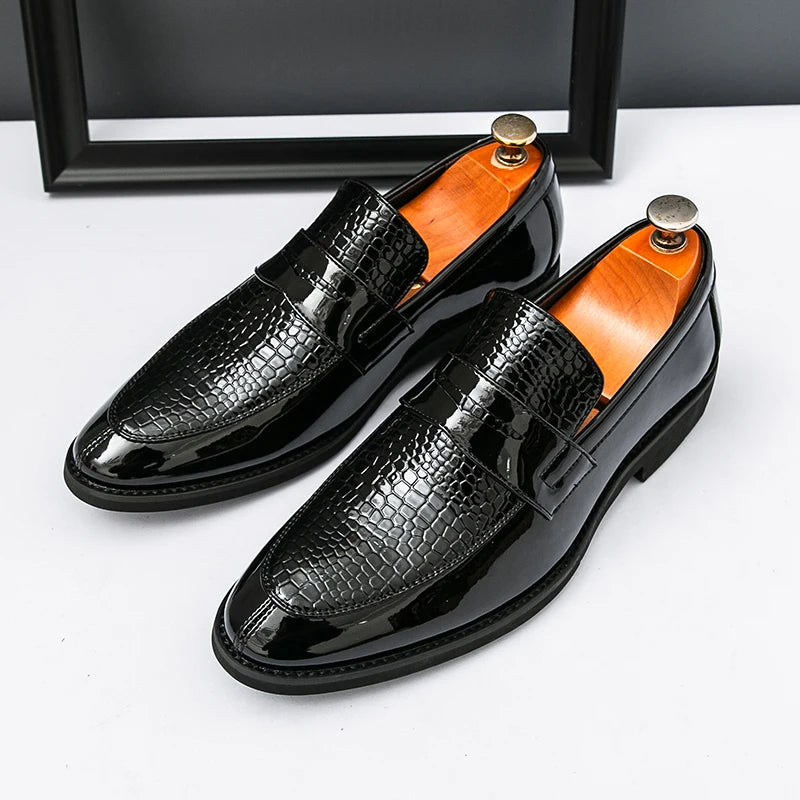 Slipper Schuhe Herren Color Blocked Business Freizeit Mode Rundkopf Formelle Hochzeitsschuhe