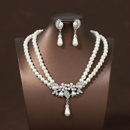 Itacazzo Bride Accessories Exquisite Necklace Earrings Three Piece Set&Suitable for Women's Wedding, Birthday, Party Matching