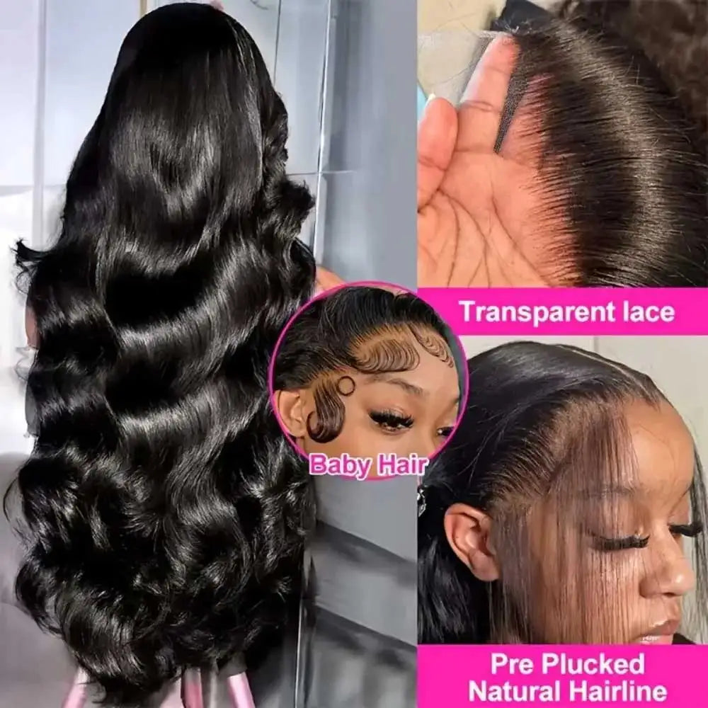 Raw Indian Body Wave 250% Density 40 42 inch 13x6 HD Lace Front Human Hair Wigs 13x4 Frontal Wigs Women Glueless Closure Wigs