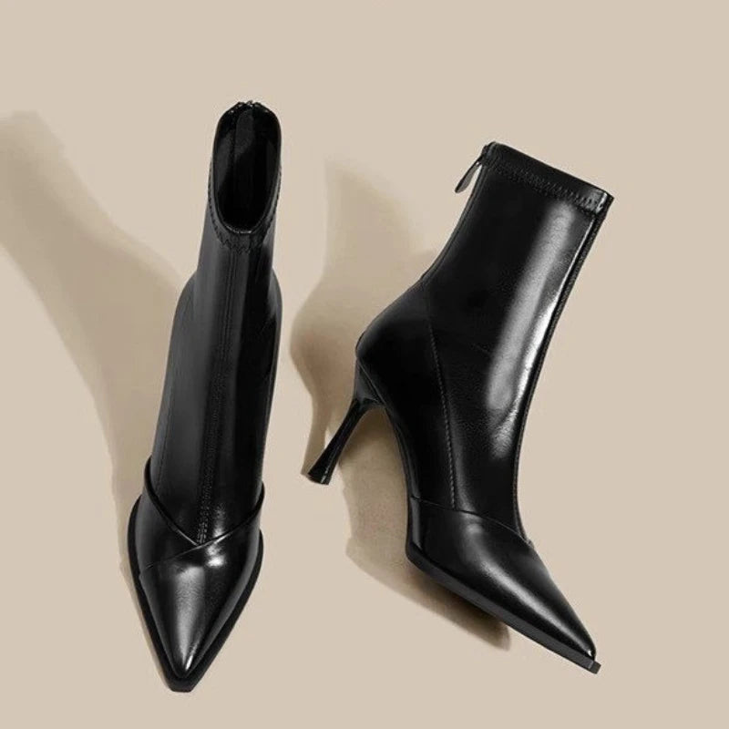 Women's Shoes High Heel Slim Ankle Boots Fashion Elegant Pointed Toe Short Booties  Spring Autumn Laides Street Style Shoes