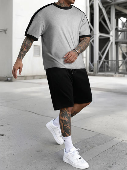 New Harajuku T-Shirt Men's Summer Loose Daily Couple Suit Outdoor Street Short Sleeve Shorts Two Piece Men Summer Suit