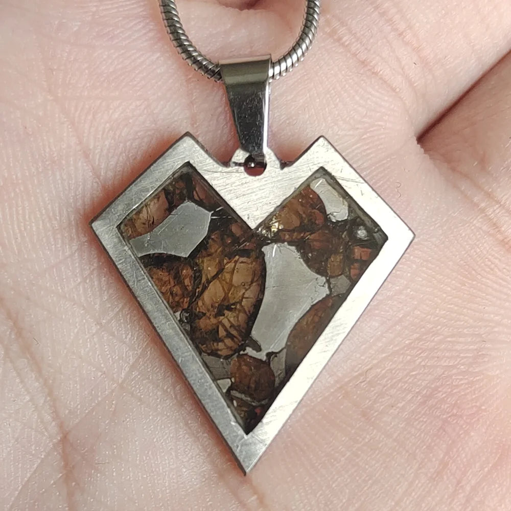 Brenham Olive Meteorite Pendant Olive Meteorite Necklace Natural Meteorite Material Jewelry - QB177