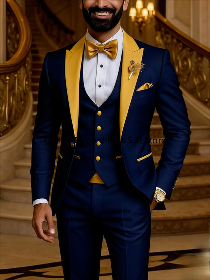 Quality Men's Suit  Fit Tuxedo 3 Pieces Suit Dress Wedding Work & Party