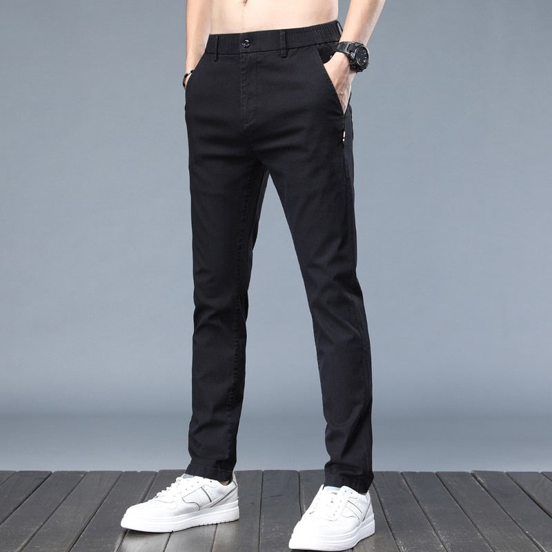 2022 New Men Casual Pants Spring Autumn Elastic Slim Straight Breathable Trouser for Men Daily Office Joggers Stretch Pants Male