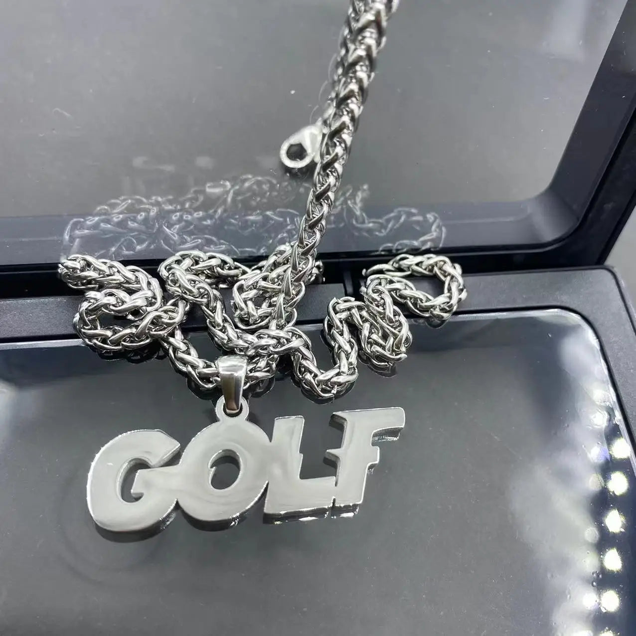 Hip Hop Stainless Steel Letter Necklace Titanium Steel Fashion Men's and Women's Sweater Chain Jewelry Accessories Collection