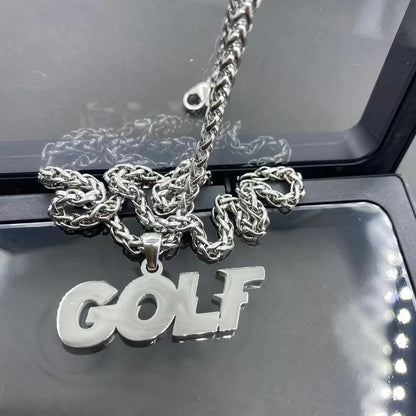 Hip Hop Stainless Steel Letter Necklace Titanium Steel Fashion Men's and Women's Sweater Chain Jewelry Accessories Collection