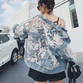Mesh Embroidery Hole Denim Jacket  Summer Lace Stitching Girlish Top