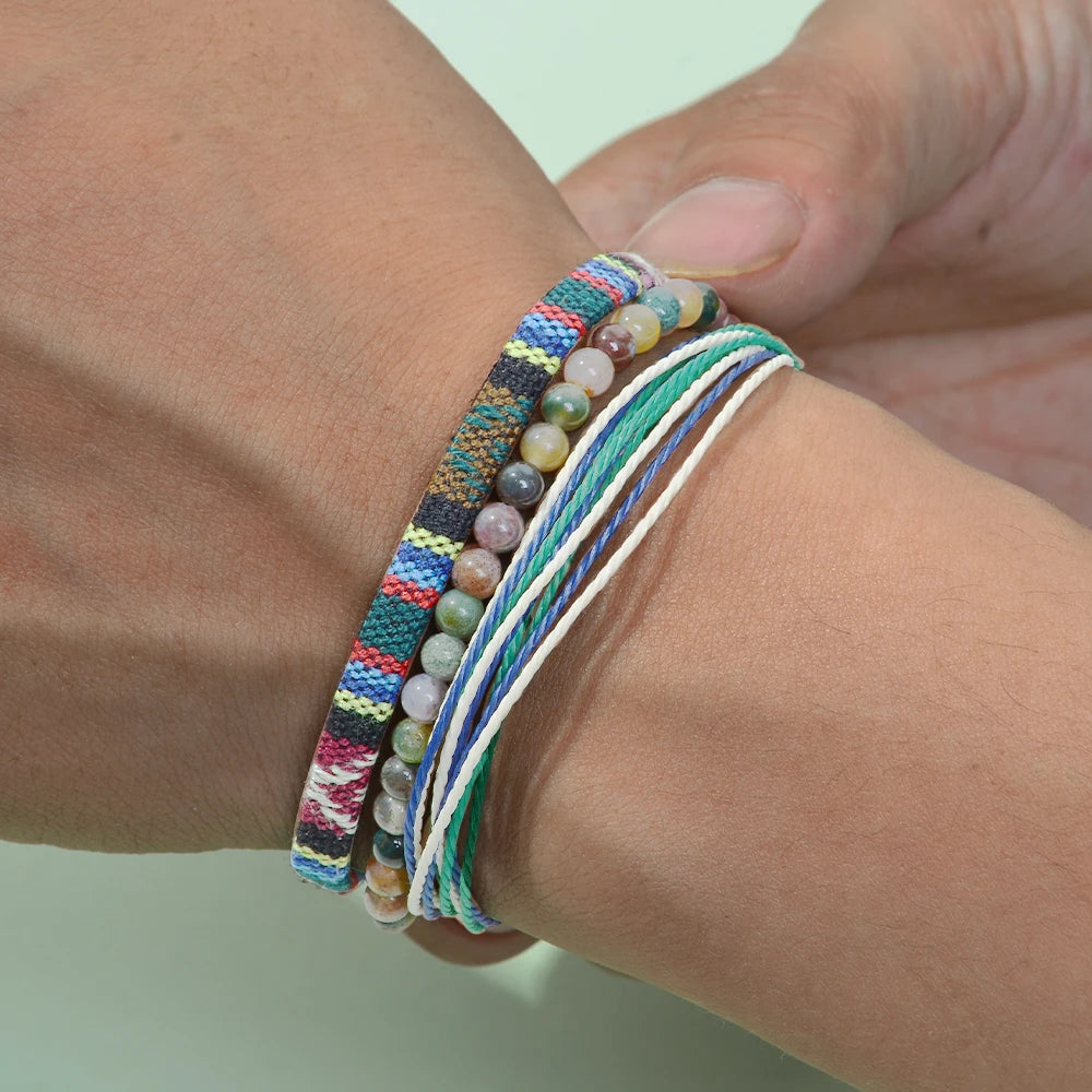 3pcs Bohemian Adjustable Hand Woven Bracelet Colorful Summer Bracelet Beach Bracelet Bohemian Jewelry