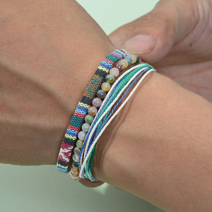 3pcs Bohemian Adjustable Hand Woven Bracelet Colorful Summer Bracelet Beach Bracelet Bohemian Jewelry