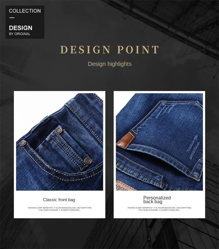 New Fashion Spring Autumn Men's Stretch Slim Jeans Casual Denim Luxury Clothing Men Designer Jeans Designer Clothes Cowboy Pants