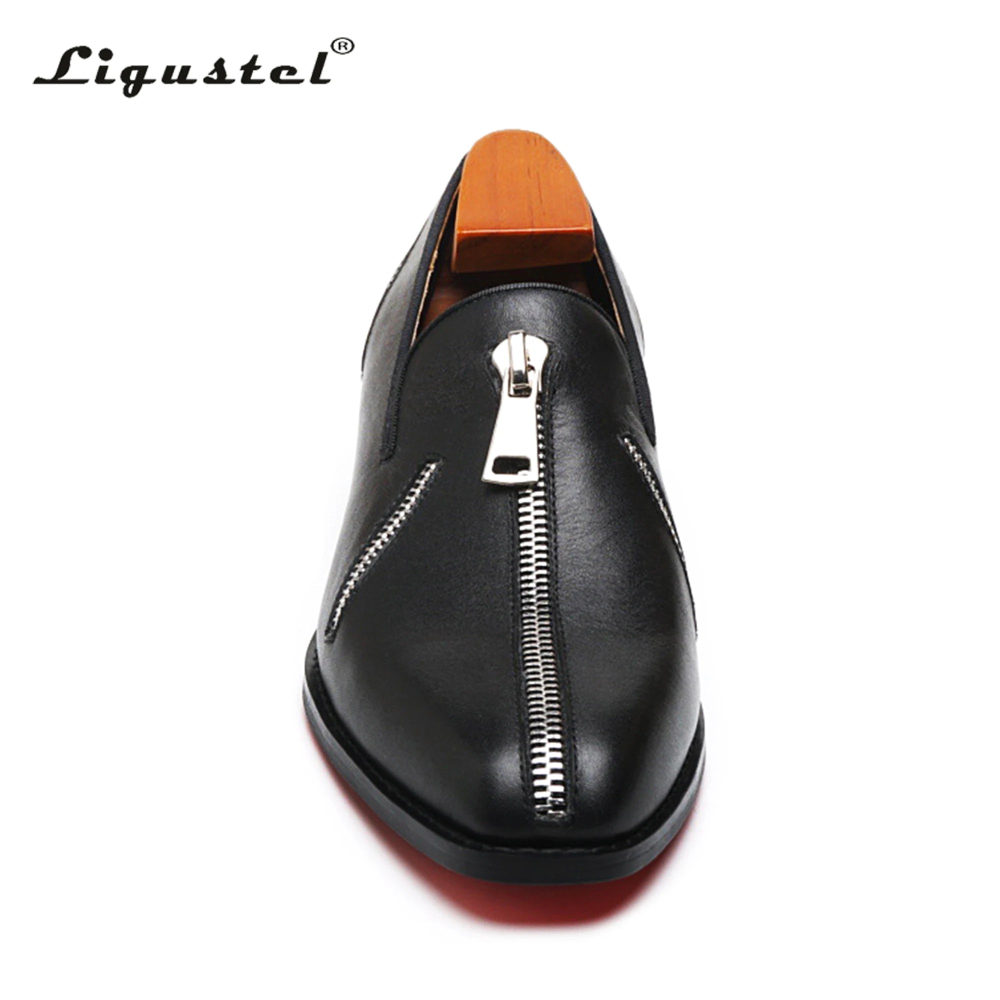 Ligustel Man Original Handmade Red Bottom Shoes Men Fashion Wedding Party Black Leather Loafers Shoes for Men with Free Shipping